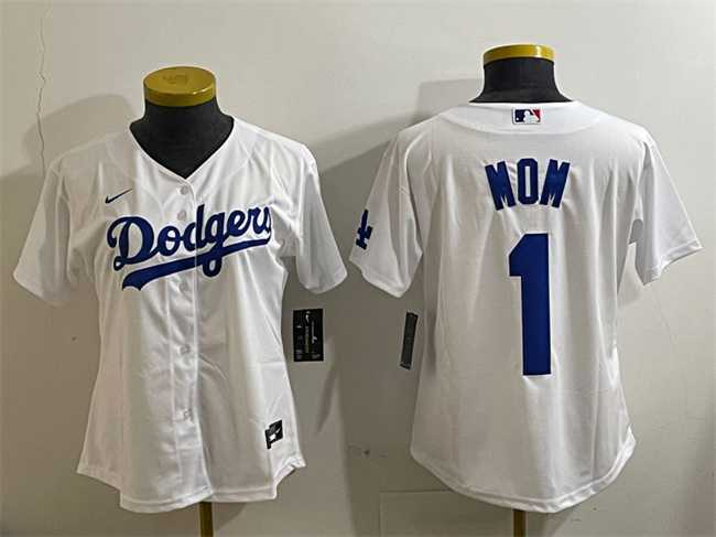 Women%27s Los Angeles Dodgers #1 Mom White Cool Base Stitched Jersey